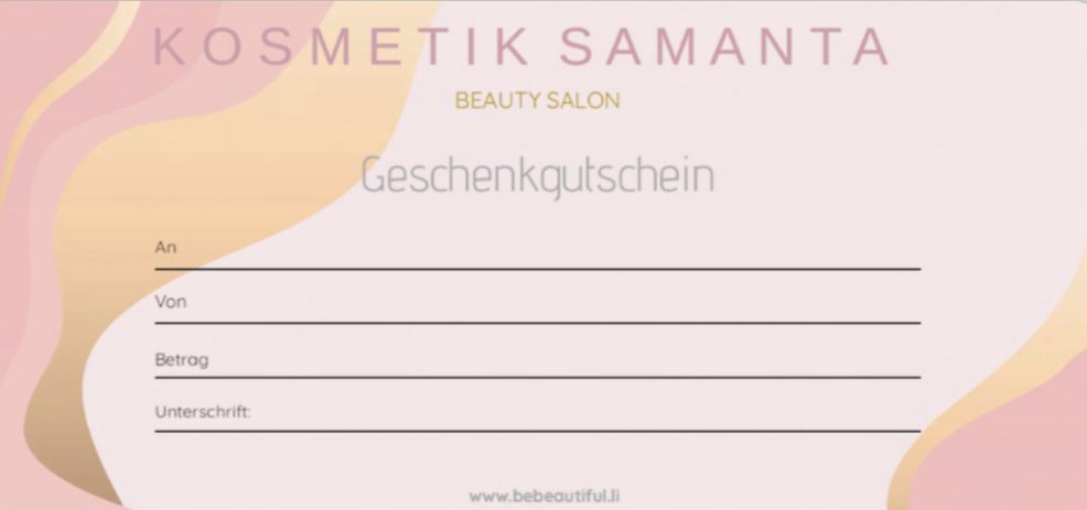 Kosmetik Samanta Gutschein – Rückseite